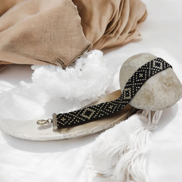 Bracelet noir et argent