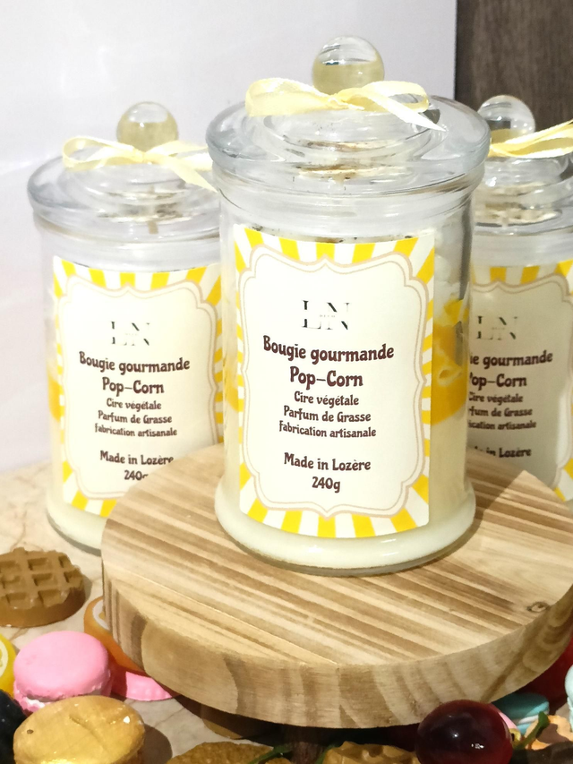 Bougie bonbonnière gourmande pop-corn