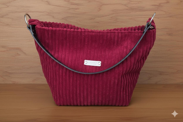 Sac à main porté épaule velours framboise 