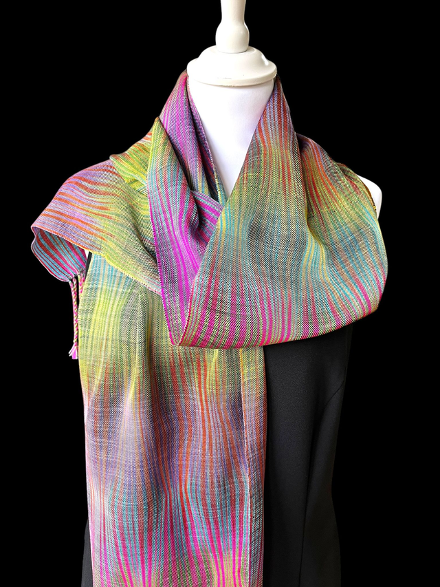 Echarpe 100% soie, tisser à la main