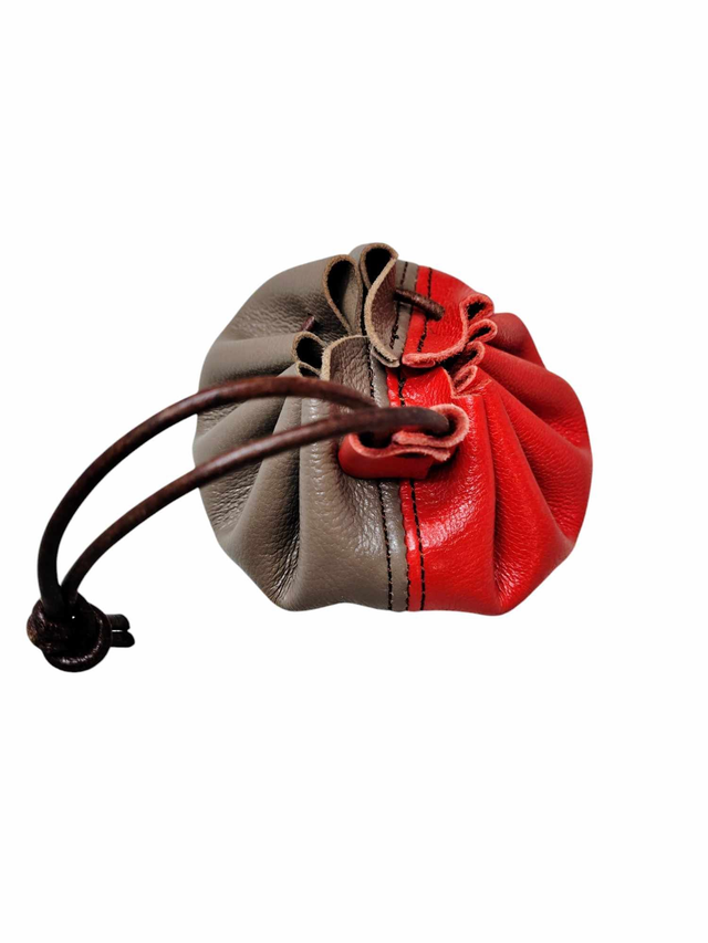 Bourse lacet - gris/rouge