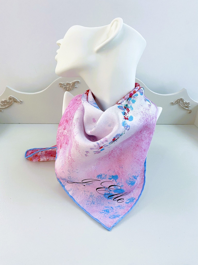 Carré de soie Rose poudré 65 cm