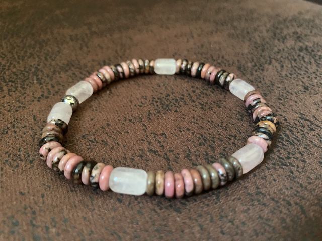 Bracelet Quartz rose et Rhodonite 