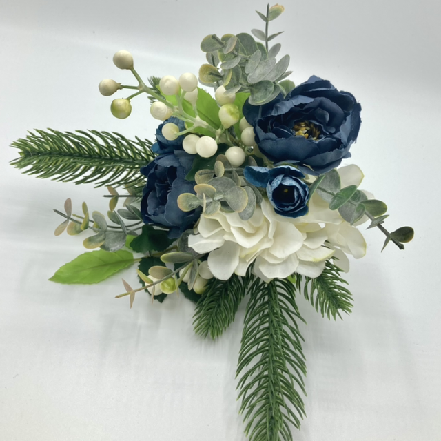 M-01 Blue and White Faux Flower Posy