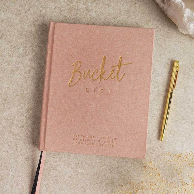 Serenity Bucket List Journal – Pink Hardcover Goals &amp; Adventure Notebook