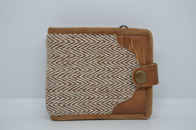 Petit portefeuille en cuir et coton