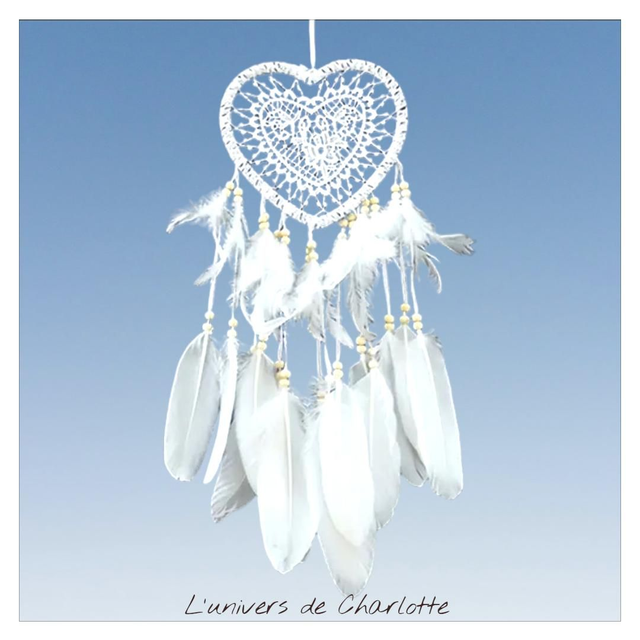 Attrape-rêve "Coeur blanc bohème" AT-003