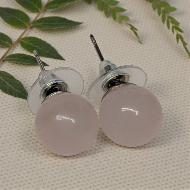 Boucles d'oreilles Perle en Quartz Rose