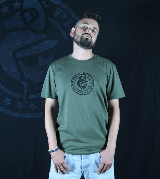 T-shirt kaki en coton bio // Logo noir