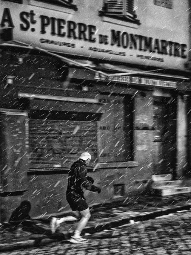Coureur sous la neige