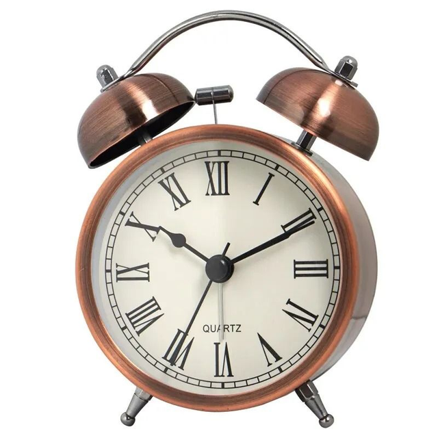 Vintage metalen wekker met Romeinse cijfers (12.5cm)
