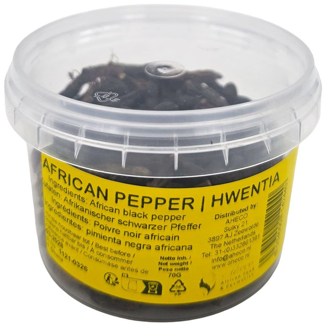 African Black Pepper (Hwentia) / Afrikanischer Schwarzer Pfeffer – 70 g