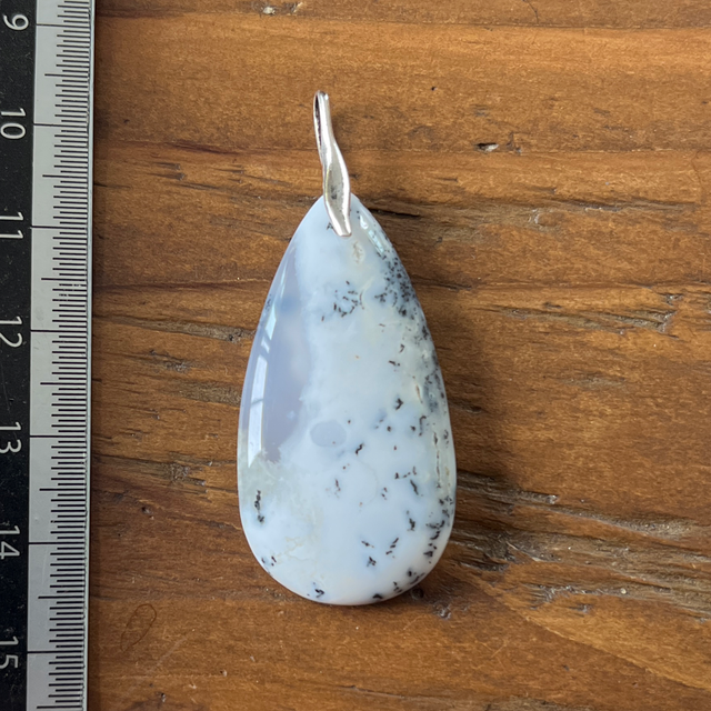 Pendentif en Agate Dendritique et bélière argent 