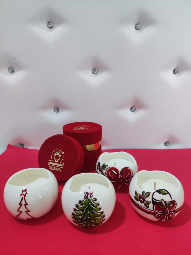 Candela in vaso ceramica dipinto a mano