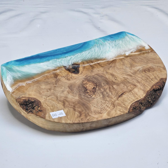 Handmade Olive Wood Charcuterie board with seascape design  Small
