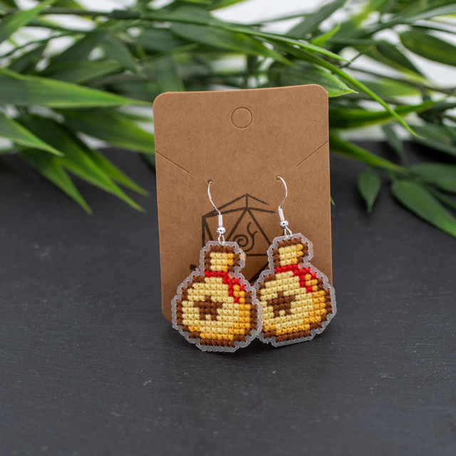 Bell Bag - Cross stitch earrings 