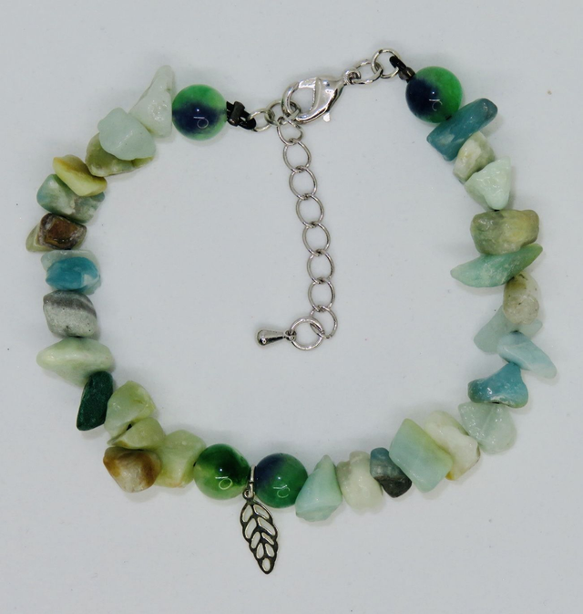 Bracelet en Amazonite du Brésil avec Quartz vert
