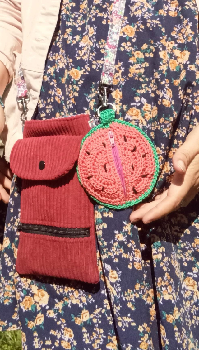 Porte-monnaie pastèque au crochet – Bijou de sac original fait main