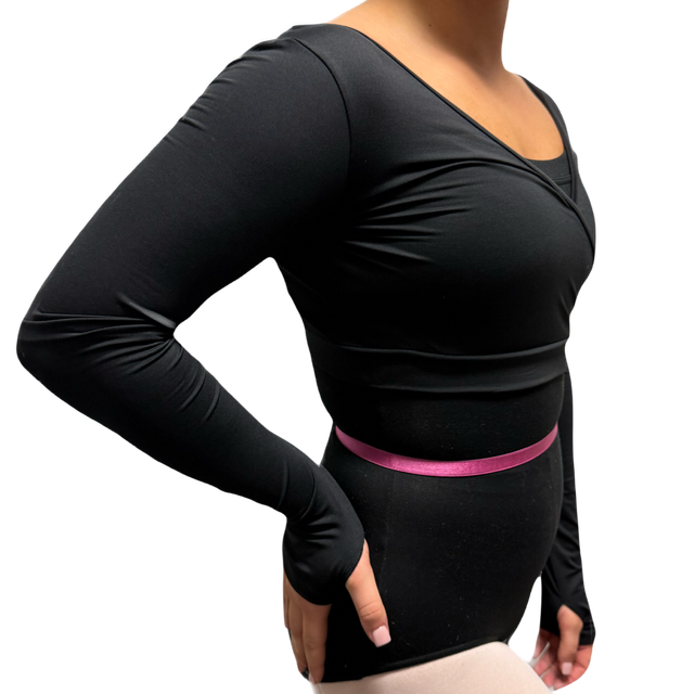 Mirella cropped Lace trim wrap top 