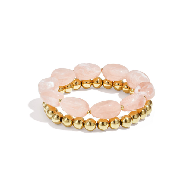 Armbanden set roze/goud 