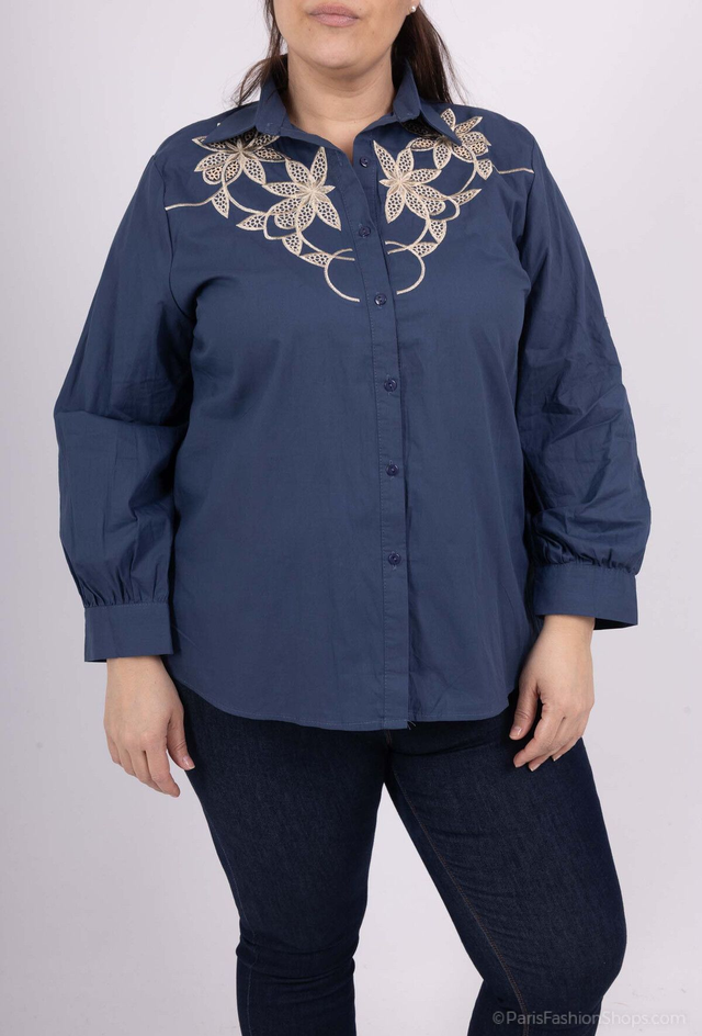 Chemise marine brodée