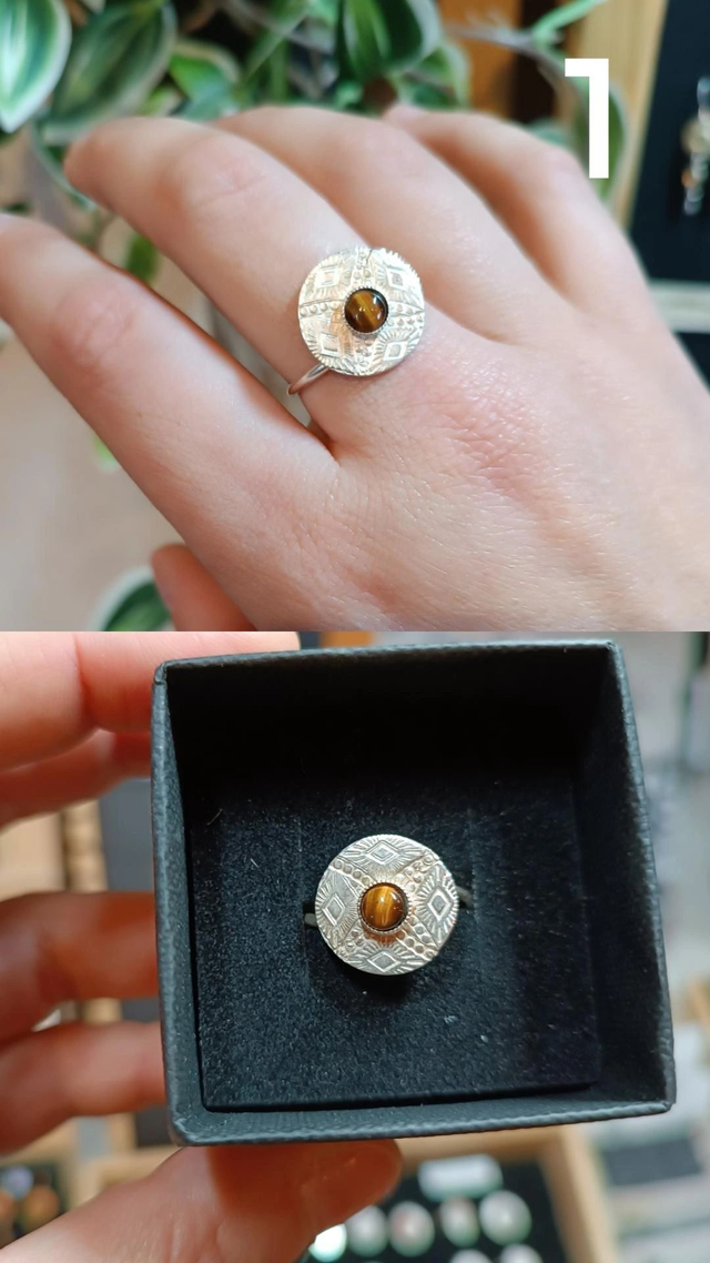 Bague ronde réglable plaqué argent