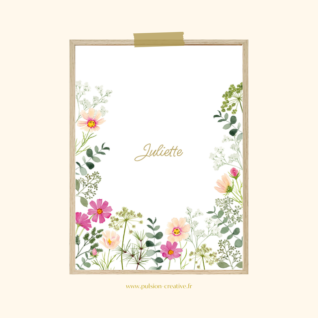 Affiche aquarelle personnalisée JULIETTE