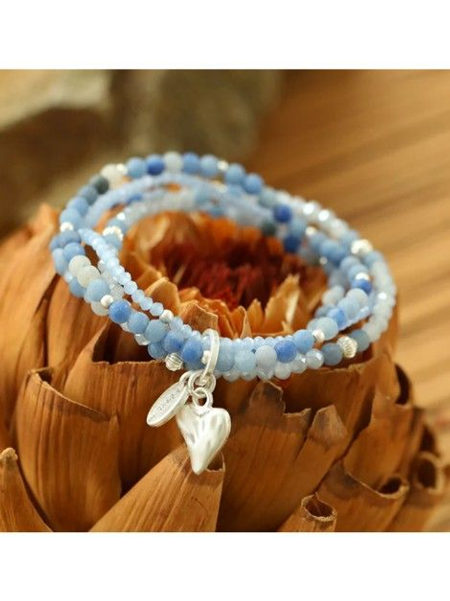 Andreani Armband aus echtem Blauem Aventurin mit Herzanhänger