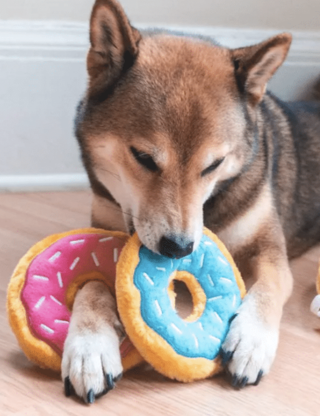 Jouet chien " Le Donutz fraise " rose 