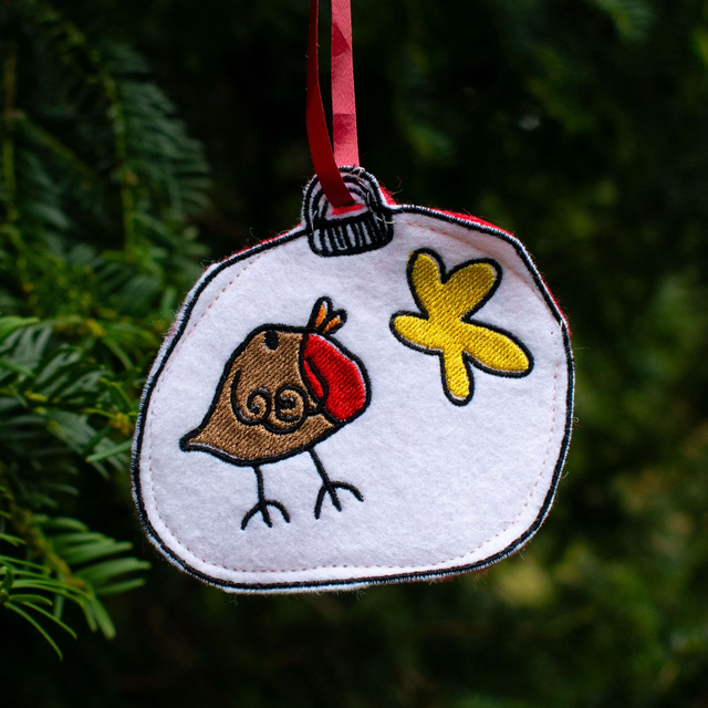 Embroidered Robin Fabric Decoration