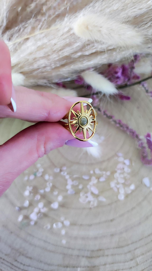 Bague Étoile Labradorite acier