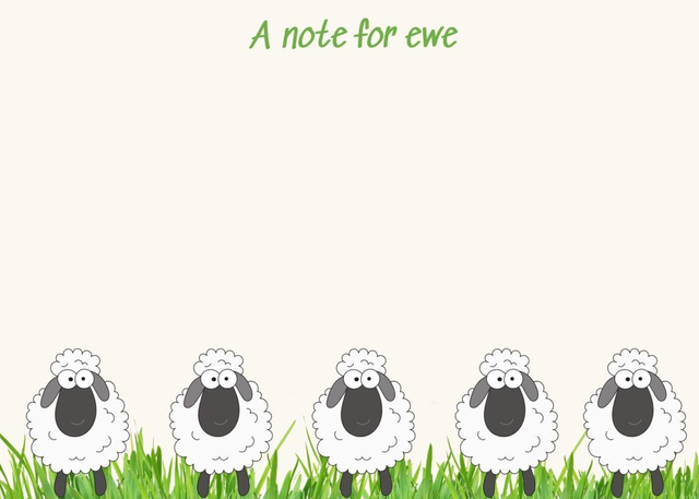 Notecards A Note For Ewe (pack of 8 postcards and envelopes)NC006