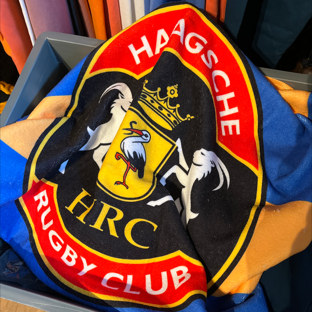 Handdoek strepen HRC logo - 140x72