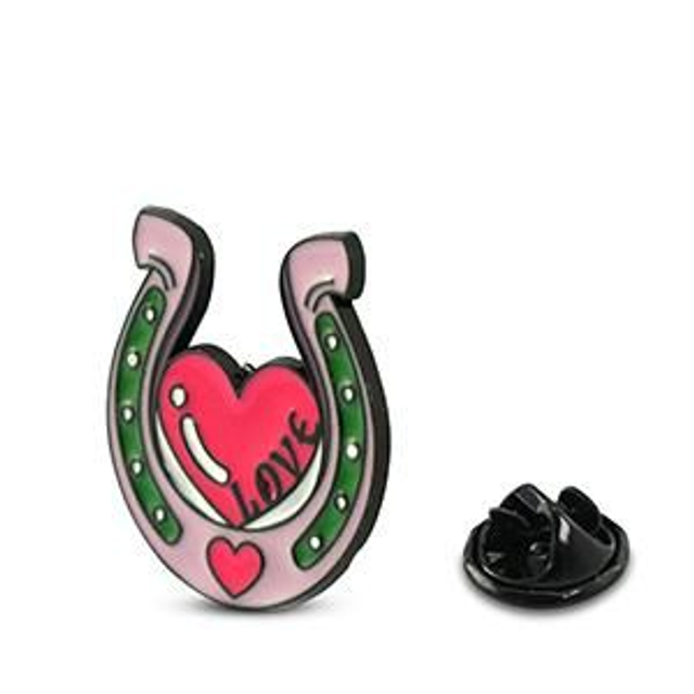 Pin's fer à cheval avec coeur