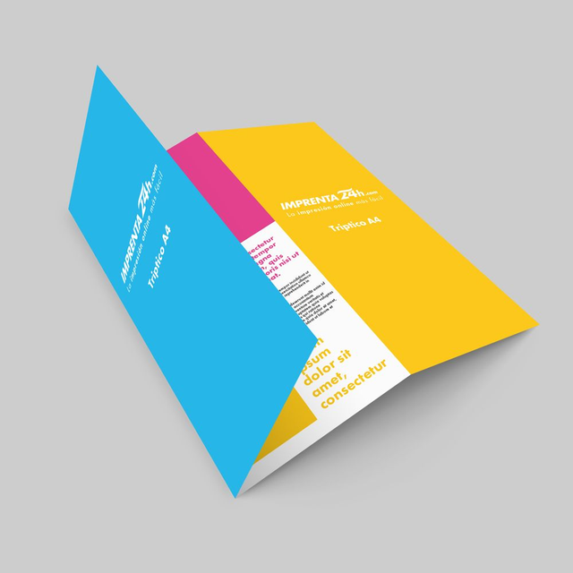 FLYERS DOBLADOS TAMAÑO A4 ABIERTO, IMPRESOS DOBLE CARA PAPEL COUCHE 130 GSM