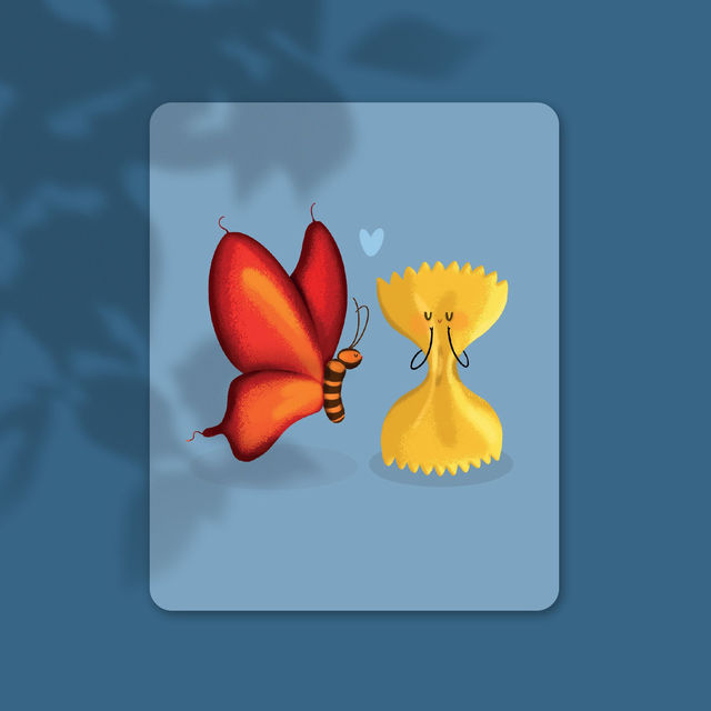 Amour papillon et pâte  - 13,9 x 10,7 cm