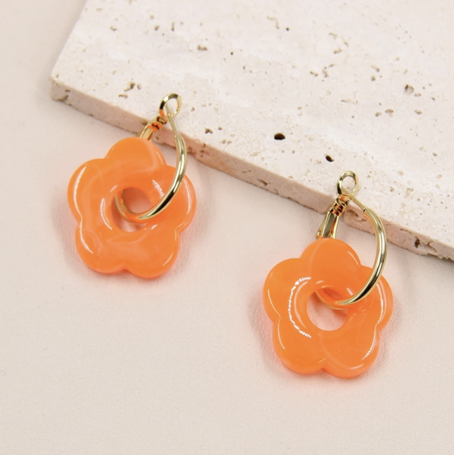 Bouclés d’oreilles fleurs orange 