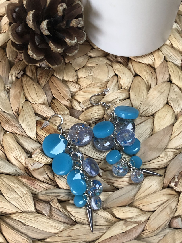 Boucles d'oreilles Chelsy - bleu et fleurs bleues