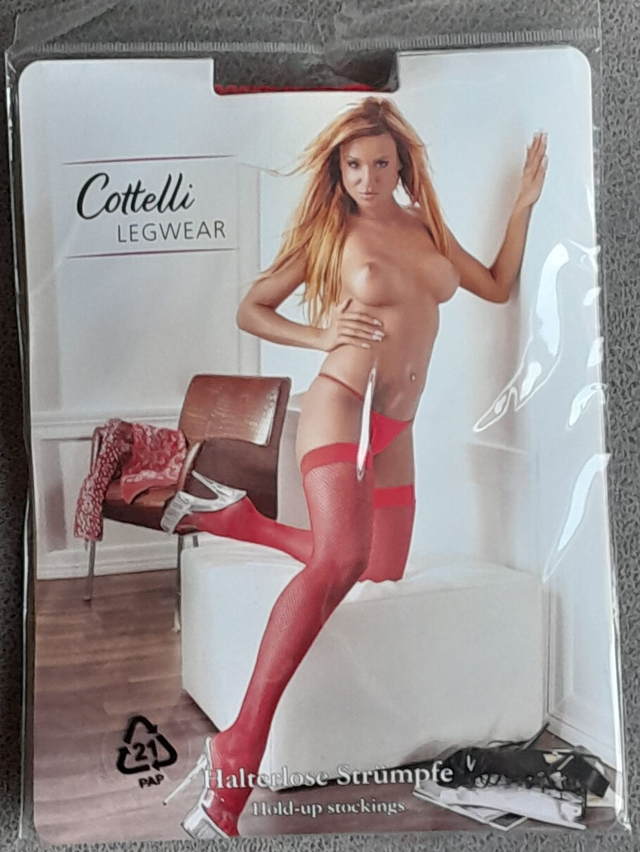 Bas résille rouge auto-portants "Cottelli legwear"