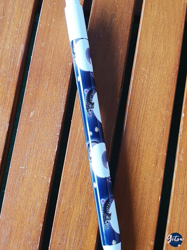 Stylo chats tigrés autour du croissant de lune