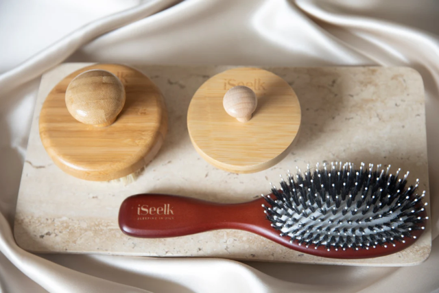 Brosse à cheveux en poils de sanglier et picots en nylon