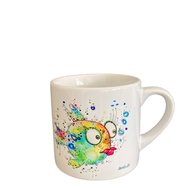 Keramiktasse "Kugelfischdame"