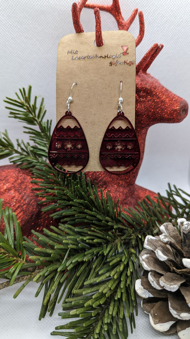 Ohrringe Acryl Ei Schneeflocke rot