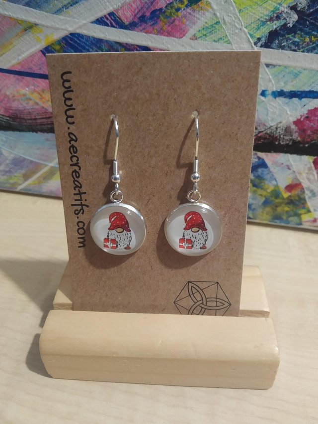 Boucles d&#039;oreilles cabochons gnome cadeau 2