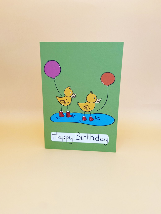 Quacking ducks greeting card
