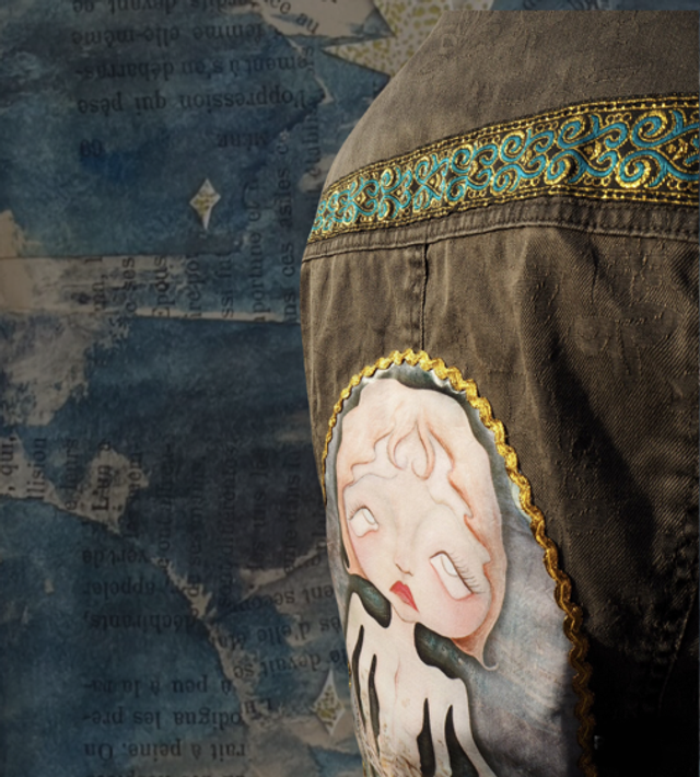 Veste en jean fleurie