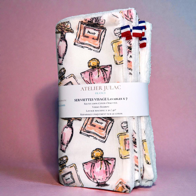 Kit Beauté 23 Pièces – Bambou et coton - Motif Parfum