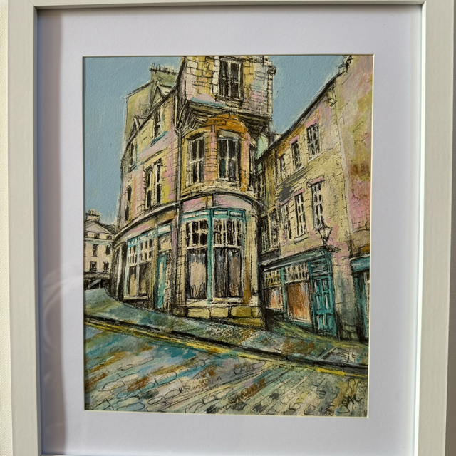 Original painting- Cityscape- Edinburgh-Plein Air-  Cockburn Street
