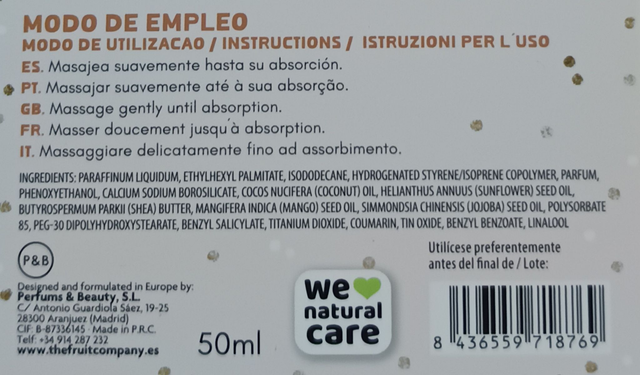 The Fruit Company " Huile corporelle Noix de coco "