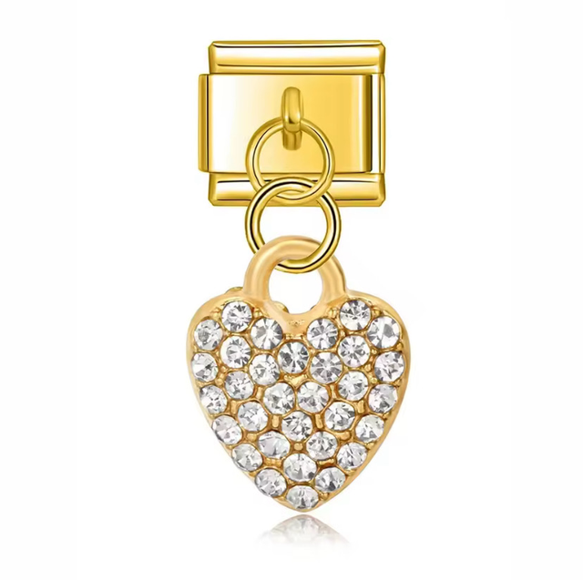 Charm Corazón Brillante Colgante Dorado